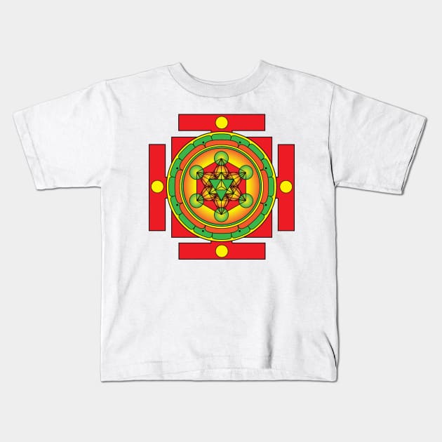 Metatron's Cube Merkaba Mandala Kids T-Shirt by GalacticMantra